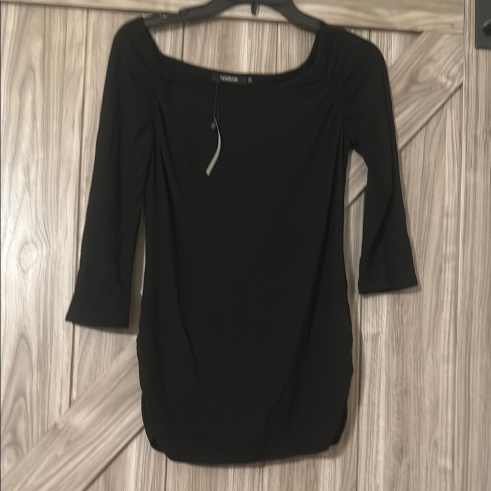 PattyBoutik Black Fitted 3/4 Sleeve top